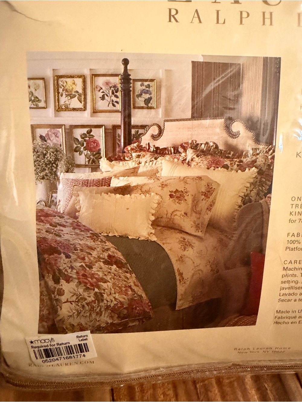 Lauren Ralph Lauren Cream King Bed Skirt with RLL Monogram - Picture 3 of 6